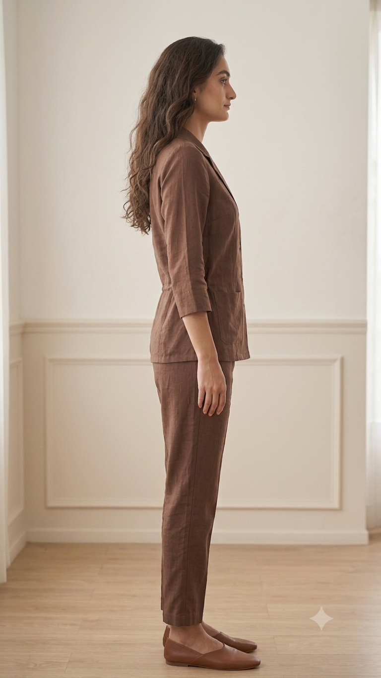 Deevaz Chocolate Brown Cotton Linen Shirt & Trouser Co-ord Set