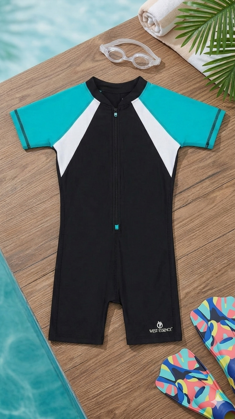 DEEVAZ KIDS SWIMSUIT FRONT ZIPPER (10-12 YEARS) MULTICOLOUR.