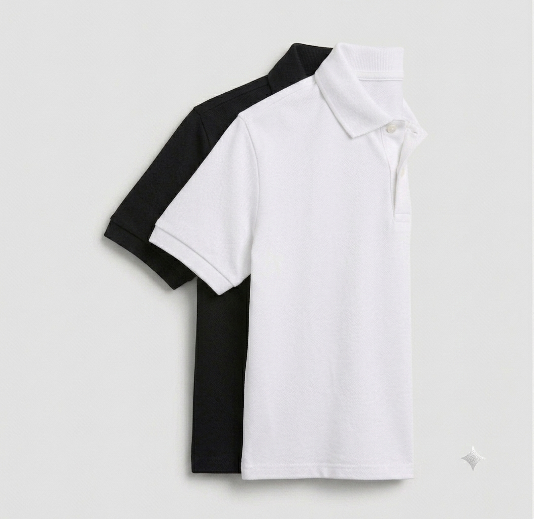 Deevaz Men's Regular Fit Polo T-Shirts – Pack of 2 (Solid White & Black)