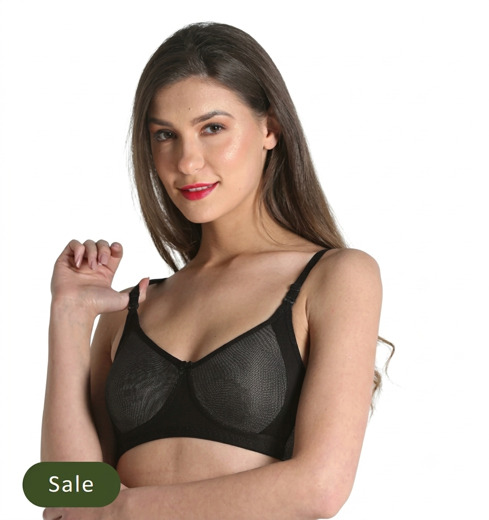 Deevaz Cotton Rich Everyday Non Padded Non Wired Denim T-shirt Bra in Black
