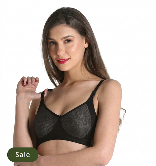 Deevaz Cotton Rich Everyday Non Padded Non Wired Denim T-shirt Bra in Black