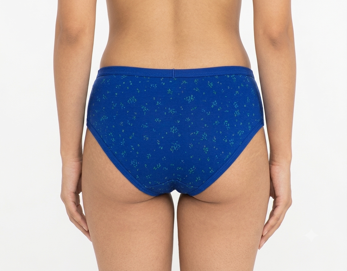 Deevaz  Women's Blue Printed Cotton  Mid-Rise Hipster Panty