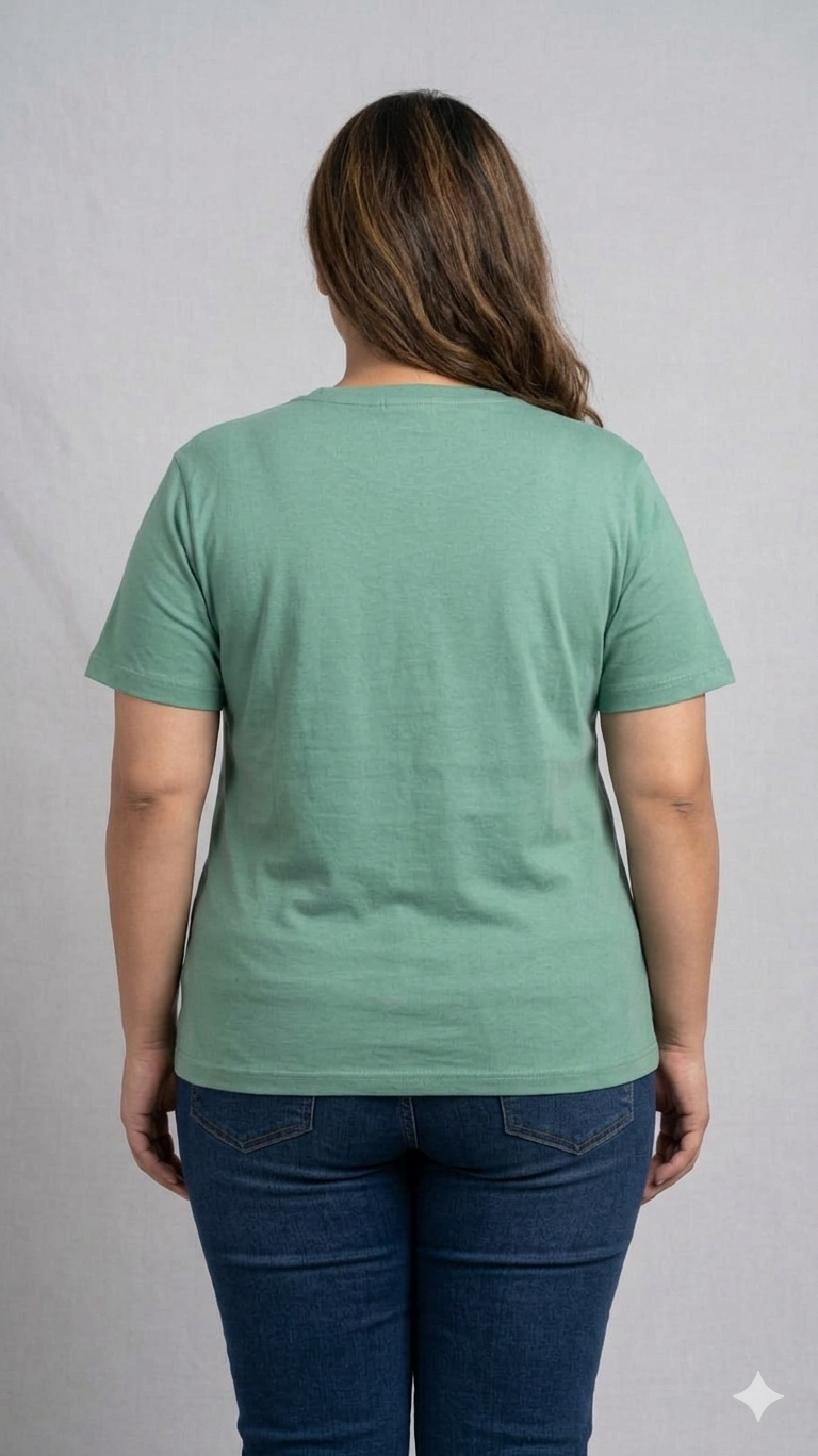 Deevaz Women's Plus Size "Queen" Floral Typography Tee – Sage Green.