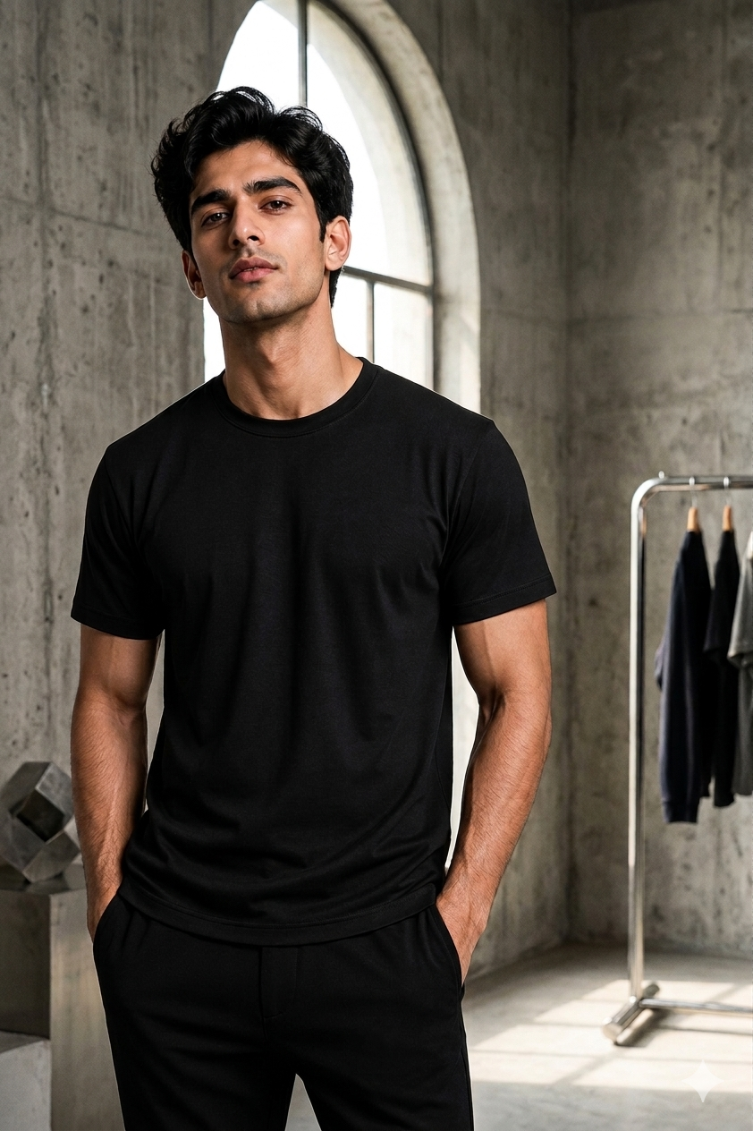 Deevaz men t-shirt half sleeves black.