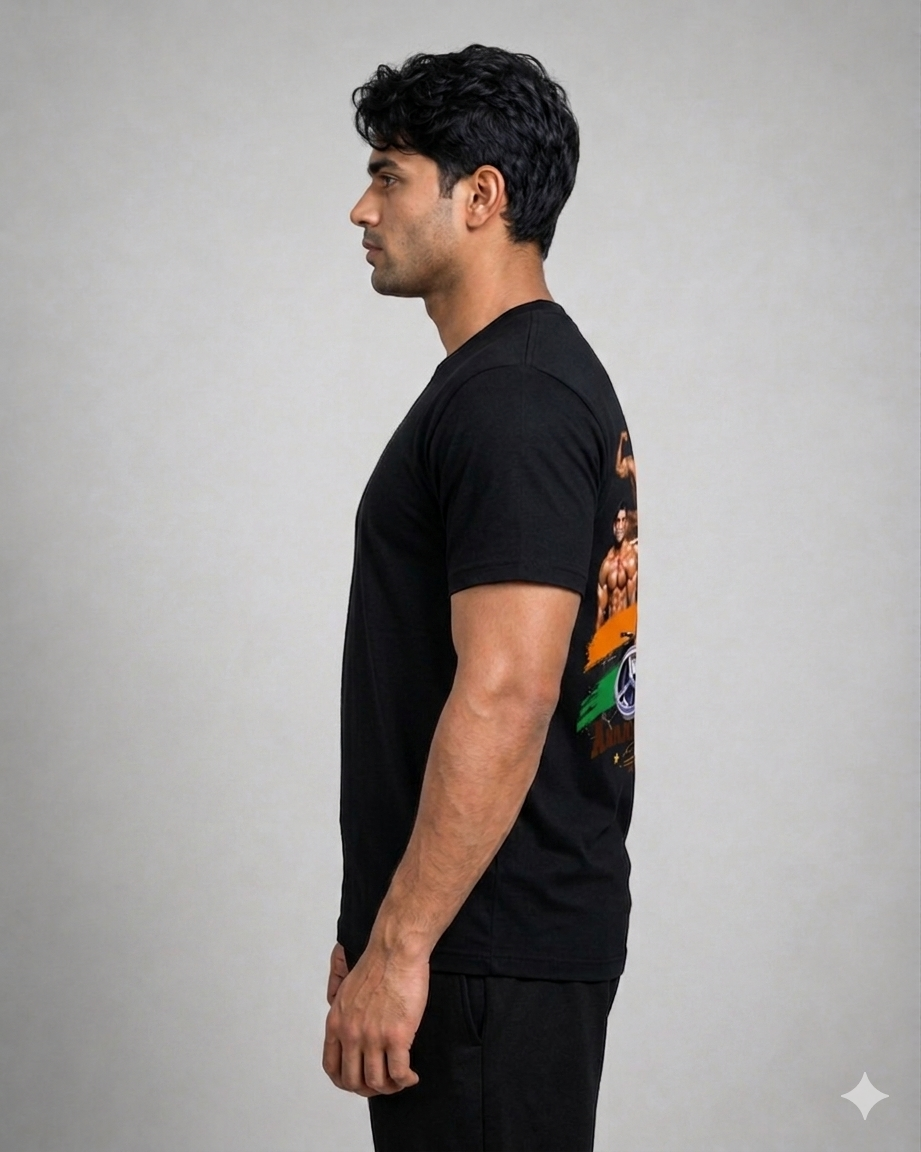 Deevaz men t-shirt half sleeves black.