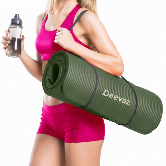 Deevaz Thick NBR Yoga Mat For Home and Gym Workout| Anti Slip Yoga Mat For Men & Women| Yoga Mat with Carrying Strap
