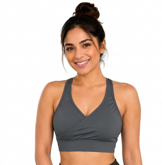 Deevaz Full Coverage Non Padded Sports Bra in Solid Grey