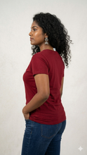 Load image into Gallery viewer, Deevaz Women's Plus Size Maroon Graphic Tee.
