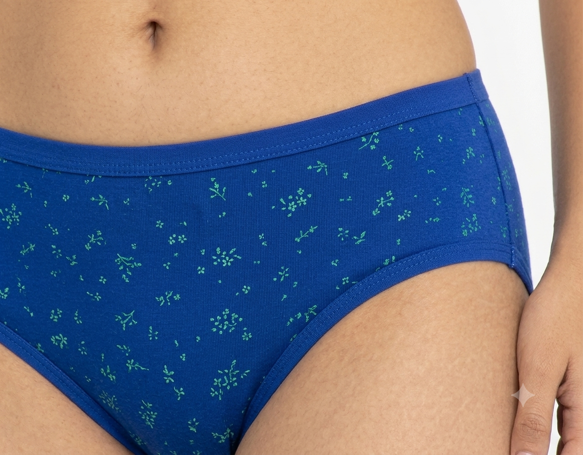 Deevaz  Women's Blue Printed Cotton  Mid-Rise Hipster Panty