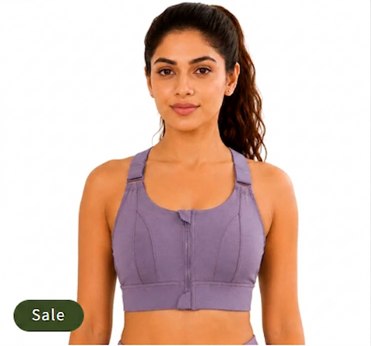 Deevaz Full-Support Activewear Crop Top with Front Closure & Adjustable Straps