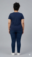 Load image into Gallery viewer, Deeva Women's Plus Size Navy Blue Graphic Tee - "Always Believe in Magic"