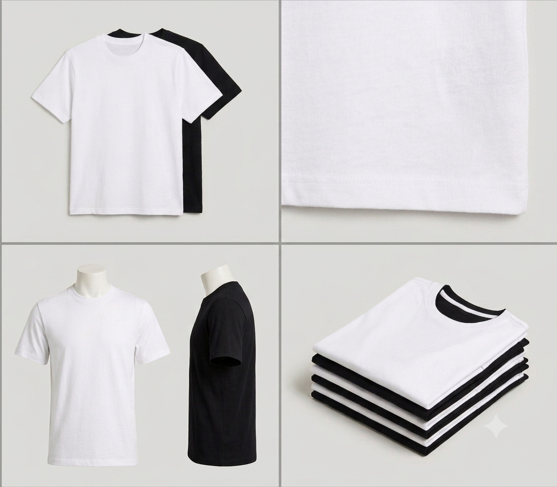 Deevaz Essential Plain T-Shirt Pack (Set of 2) – Premium Black & White Crew Necks