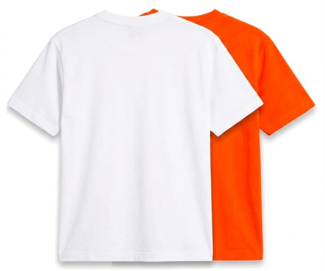 Deevaz Men's Dry-Fit Performance Athletic T-Shirt – Pack of 2 (White & Bright Orange)