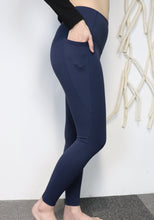 Load image into Gallery viewer, Deevaz Comfort &amp; Snug Fit Active Ankle-Length Tights In Navy Color (Side Pocket)