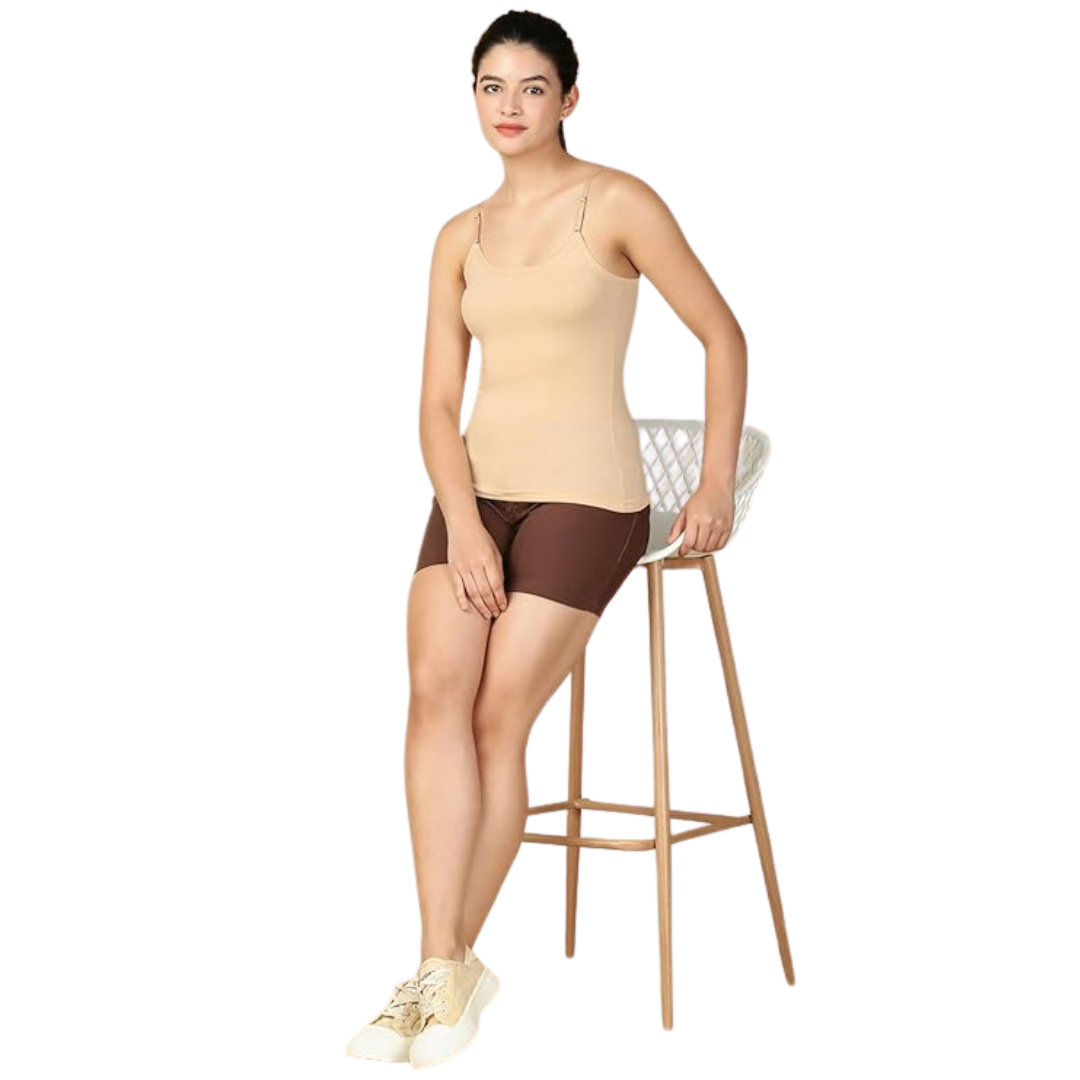 Deevaz Camisole for Women with Adjustable Spaghetti Straps | Lightweight Cotton Tank Top Casual Outfits & Sleepwear | Soft Breathable Cotton Fabric Skin Color.