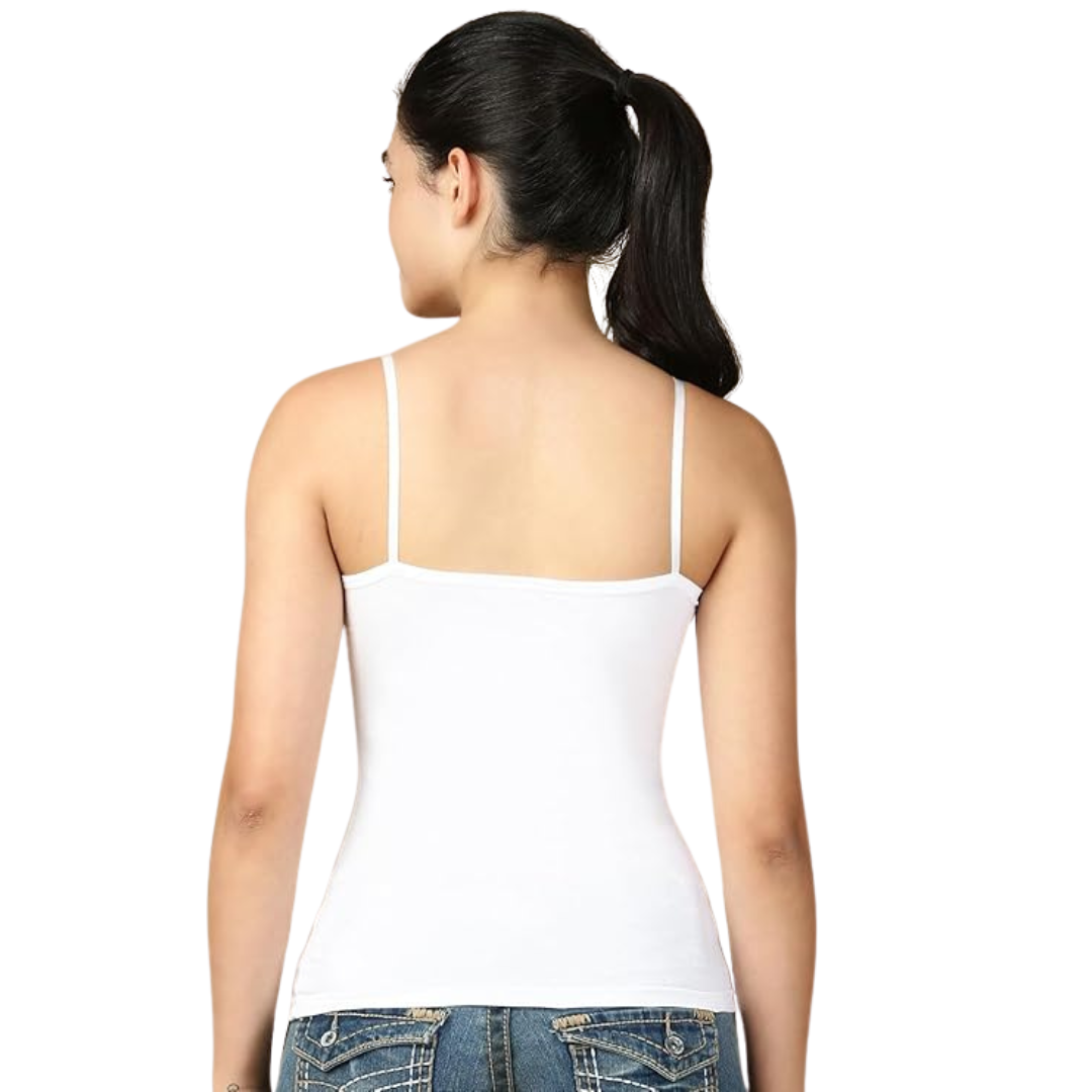 Deevaz Camisole for Women with Adjustable Spaghetti Straps | Lightweight Cotton Tank Top Casual Outfits & Sleepwear | Soft Breathable Cotton Fabric white  Color.