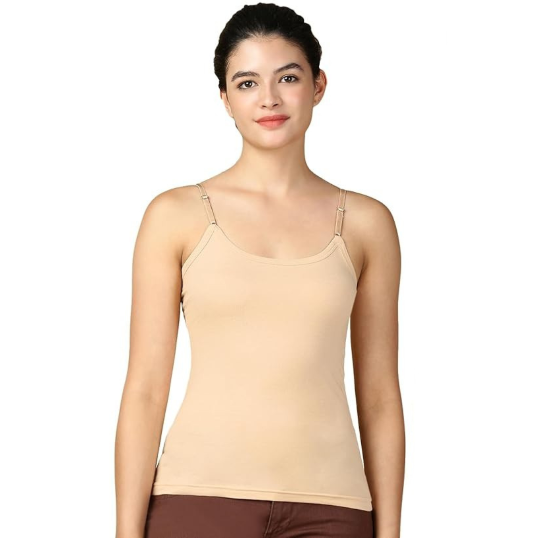 Deevaz Camisole for Women with Adjustable Spaghetti Straps | Lightweight Cotton Tank Top Casual Outfits & Sleepwear | Soft Breathable Cotton Fabric Skin Color.