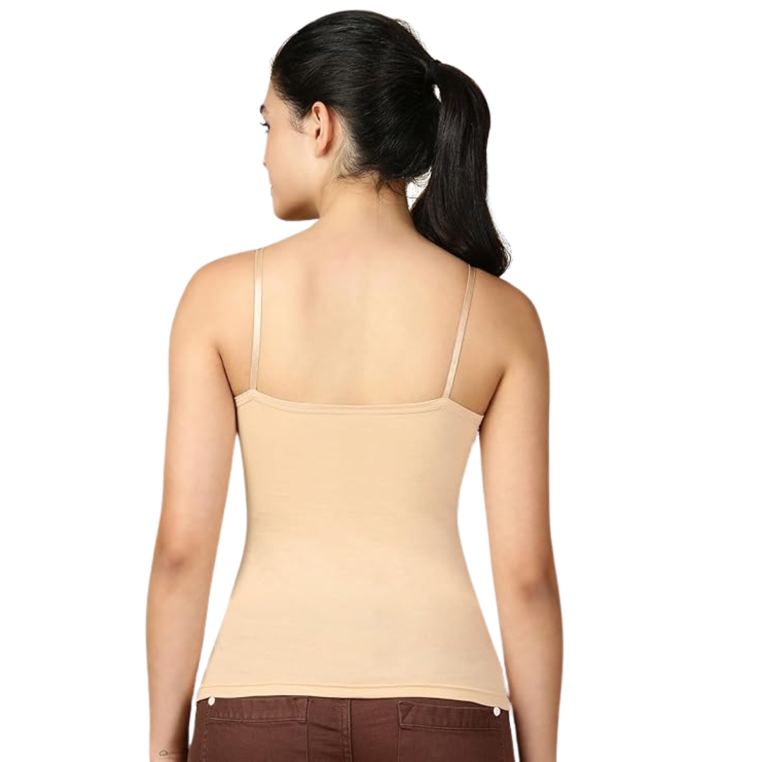 Deevaz Camisole for Women with Adjustable Spaghetti Straps | Lightweight Cotton Tank Top Casual Outfits & Sleepwear | Soft Breathable Cotton Fabric Skin Color.