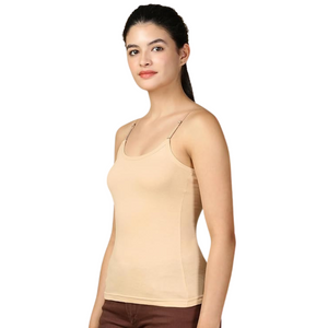 Deevaz Camisole for Women with Adjustable Spaghetti Straps | Lightweight Cotton Tank Top Casual Outfits & Sleepwear | Soft Breathable Cotton Fabric Skin Color.