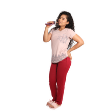 Load image into Gallery viewer, Deevaz Women Cotton Night Suit Set Printed Set of T-shirt &amp; Pajama Nightwear Night Dress for Girls.