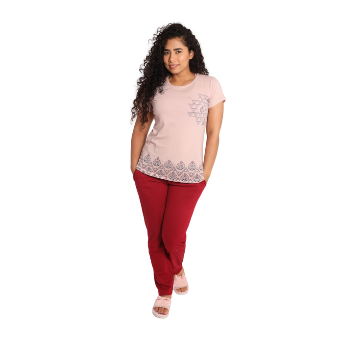 Deevaz Women Cotton Night Suit Set Printed Set of T-shirt & Pajama Nightwear Night Dress for Girls.