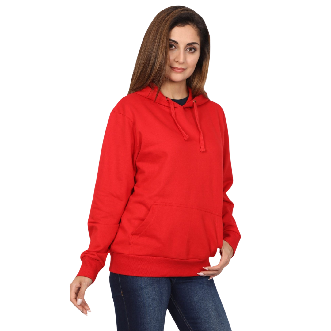 Deevaz Hoodie Full Sleeves Cool & Stylish Sweatshirt Winter Wear For Women In Red Color.