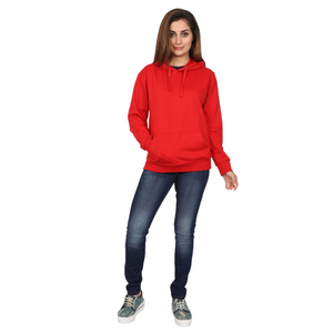 Deevaz Hoodie Full Sleeves Cool & Stylish Sweatshirt Winter Wear For Women In Red Color.