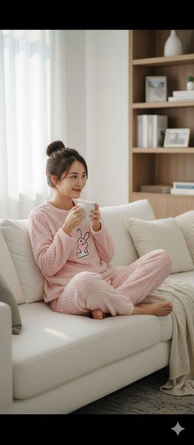 Deevaz Women Graphic Printed Round Neck Sweatshirt With Trouser Winter Wear Night Suit Set