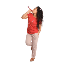 Load image into Gallery viewer, Deevaz Women Cotton Night Suit Set Printed Set of T-shirt &amp; Pajama Nightwear Night Dress for Girls.