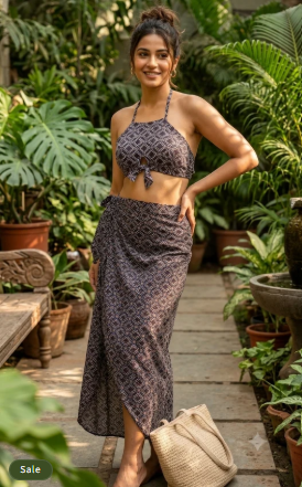 Deevaz Sands of Oasis" Halter Crop Top  Co-Ord Set