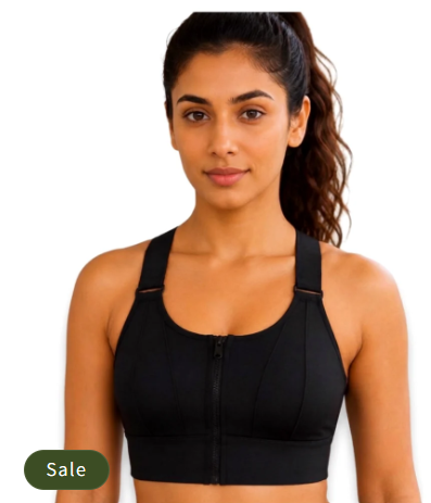 Deevaz Women's Black Front Zip High Impact Sports Bra