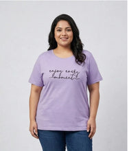 Load image into Gallery viewer, Deevaz Women's Plus Size "Enjoy Every Moment" Graphic T-Shirt – Lavender.