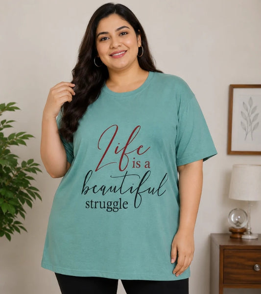 Deevaz Women’s Mint Green Graphic Printed T-Shirt.
