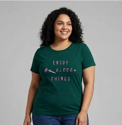 Deevaz Women's Plus Size Bottle Green Graphic Tee.