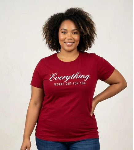 Deevaz Women's Plus Size Maroon Graphic Tee.