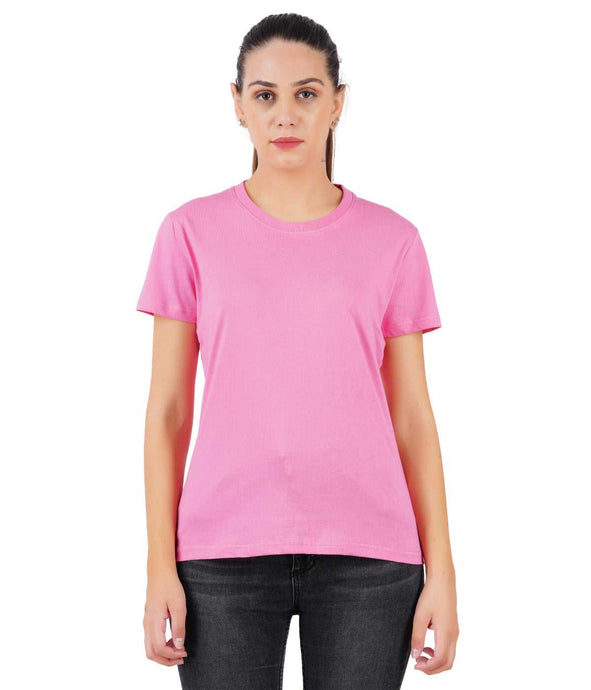 Deevaz Women Comfort Fit Round Neck Half Sleeve Cotton T Shirts In Baby Pink.