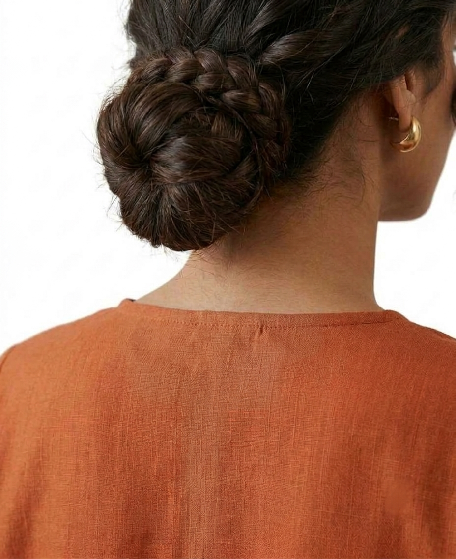 Deevaz Rust Brown Hand-Embroidered Cotton Linen Co-Ord Set Pack of 1
