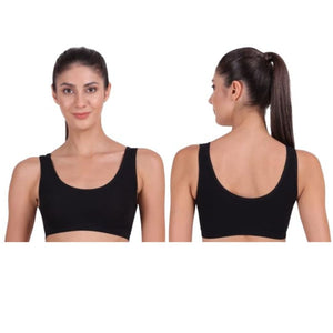 Deevaz Medium Impact Non-Padded non-wired Sports Air Bra in Black Colour for Teenagers