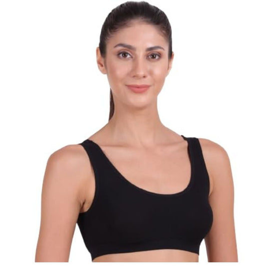 Deevaz Medium Impact Non-Padded non-wired Sports Air Bra in Black Colour for Teenagers