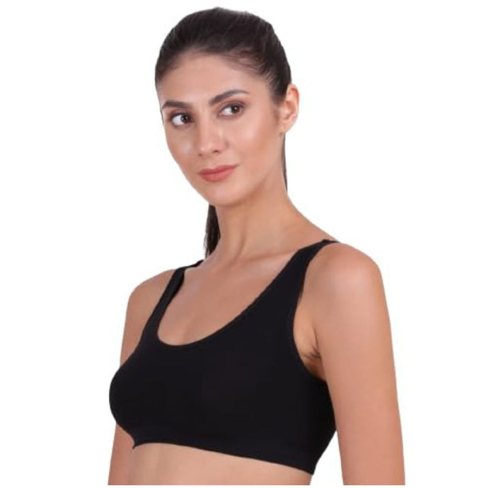 Deevaz Medium Impact Non-Padded non-wired Sports Air Bra in Black Colour for Teenagers