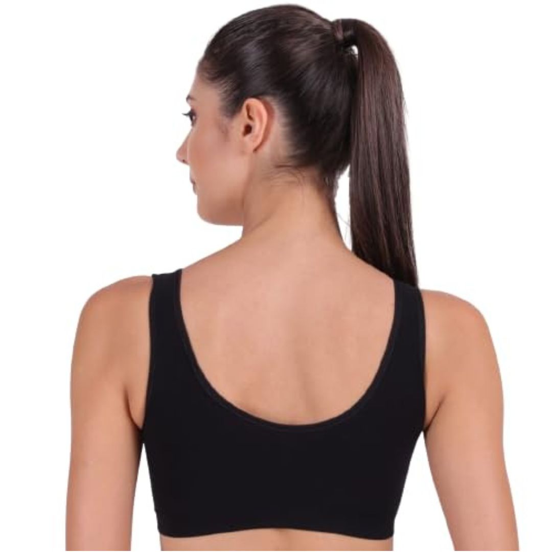 Deevaz Medium Impact Non-Padded non-wired Sports Air Bra in Black Colour for Teenagers
