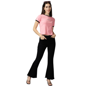 Deevaz Girls Casual Cotton Blend Crop Top In Pink Color.