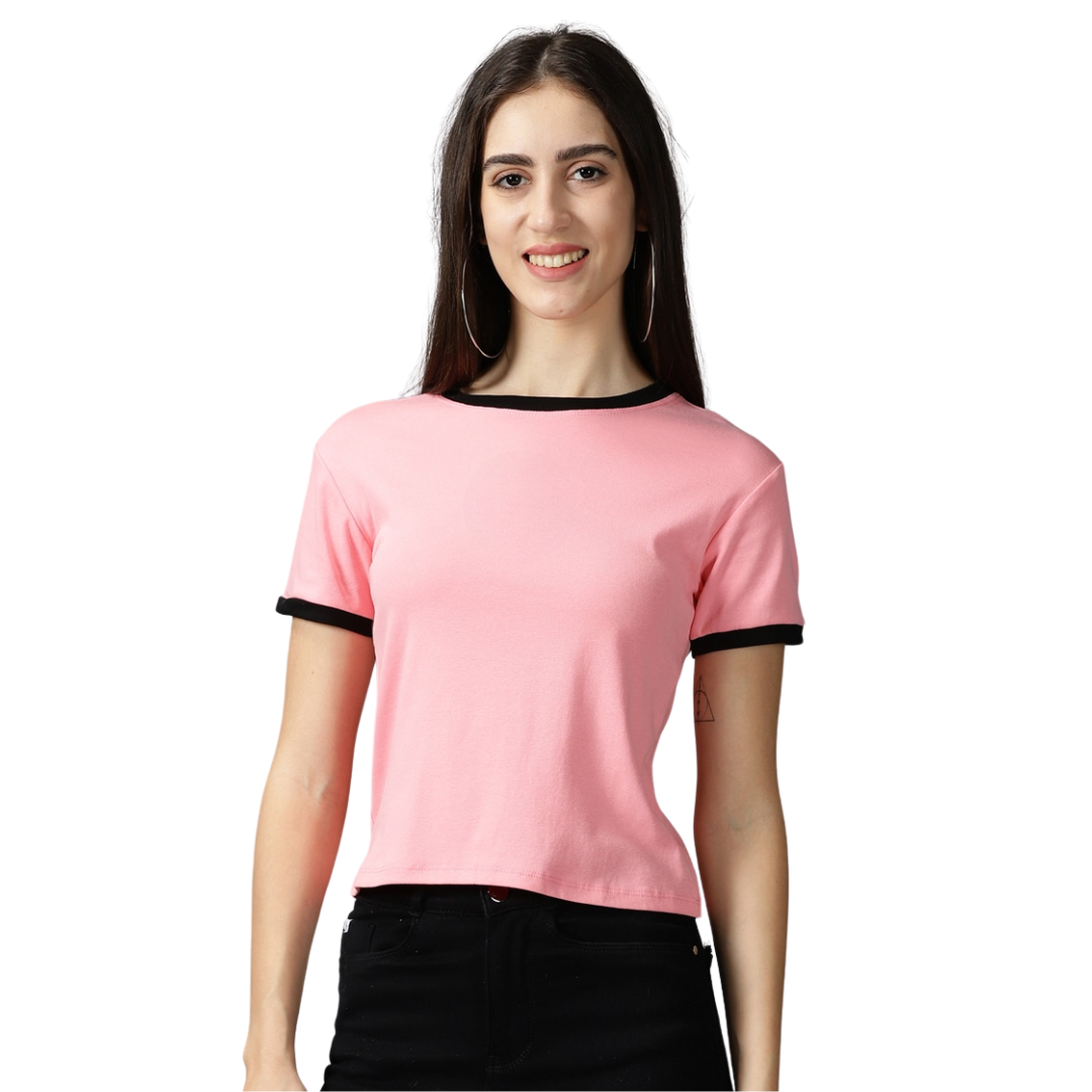 Deevaz Girls Casual Cotton Blend Crop Top In Pink Color.