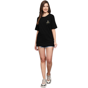 Deevaz Women Comfort Fit Round Neck Half Sleeve Cotton T Shirts In Black Color.