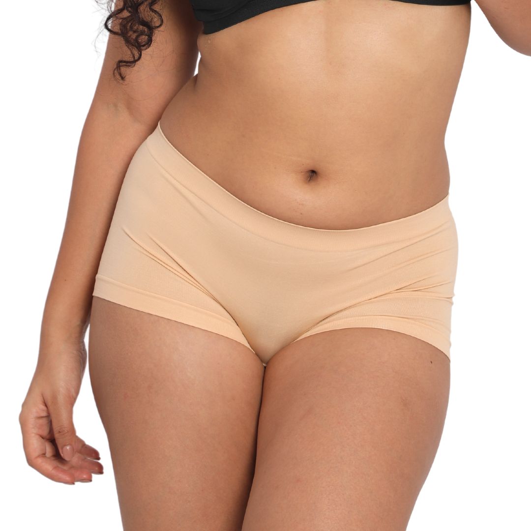 Deevaz Mid Rise Full Coverage Seamless Boy shorts in Beige