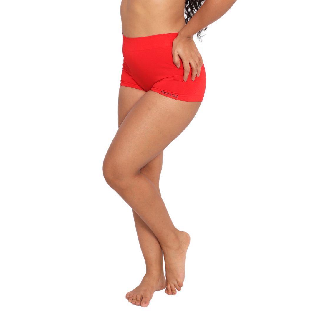 Deevaz Mid Rise Full Coverage Seamless Boy shorts - Red Colour