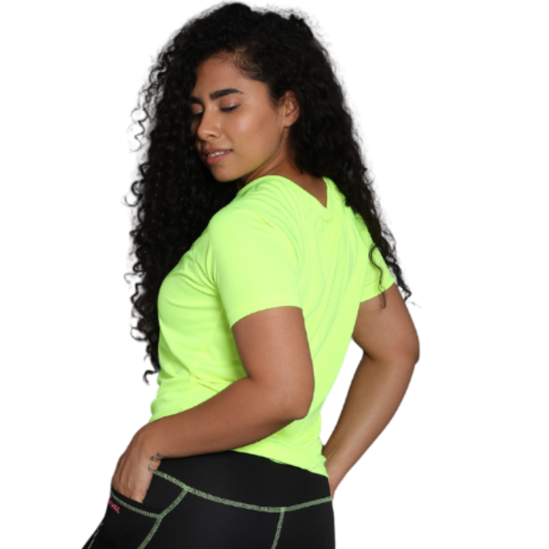Deevaz Women Comfort Fit Round Neck Half Sleeve Neon T Shirts In Neon Green Color