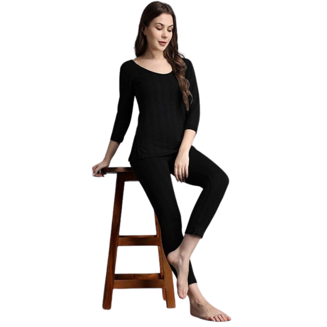 deevaz Wormer for women Women Top - Pyjama Set Thermal in Black Color