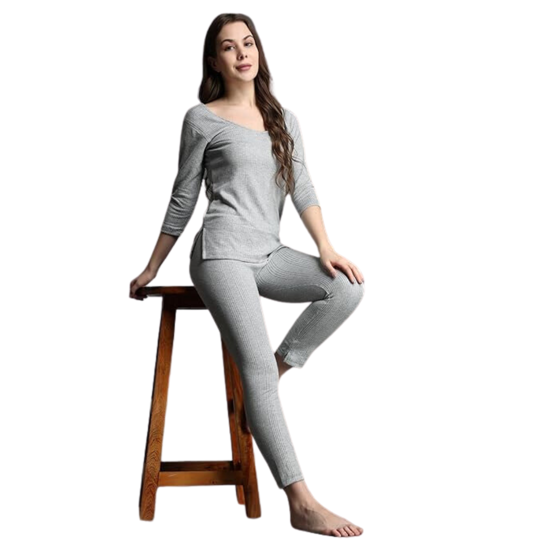 deevaz Wormer for women Women Top - Pyjama Set Thermal in Grey Color