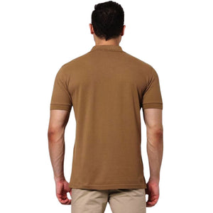 Deevaz Men's Solid Polo Neck Cotton Blend Brown T-Shirt.